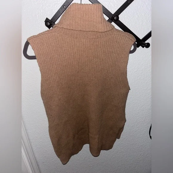Madewell Merino Wool Sweater Vest Camel Sleeveless Turtleneck Small 100% Wool - Picture 5 of 5